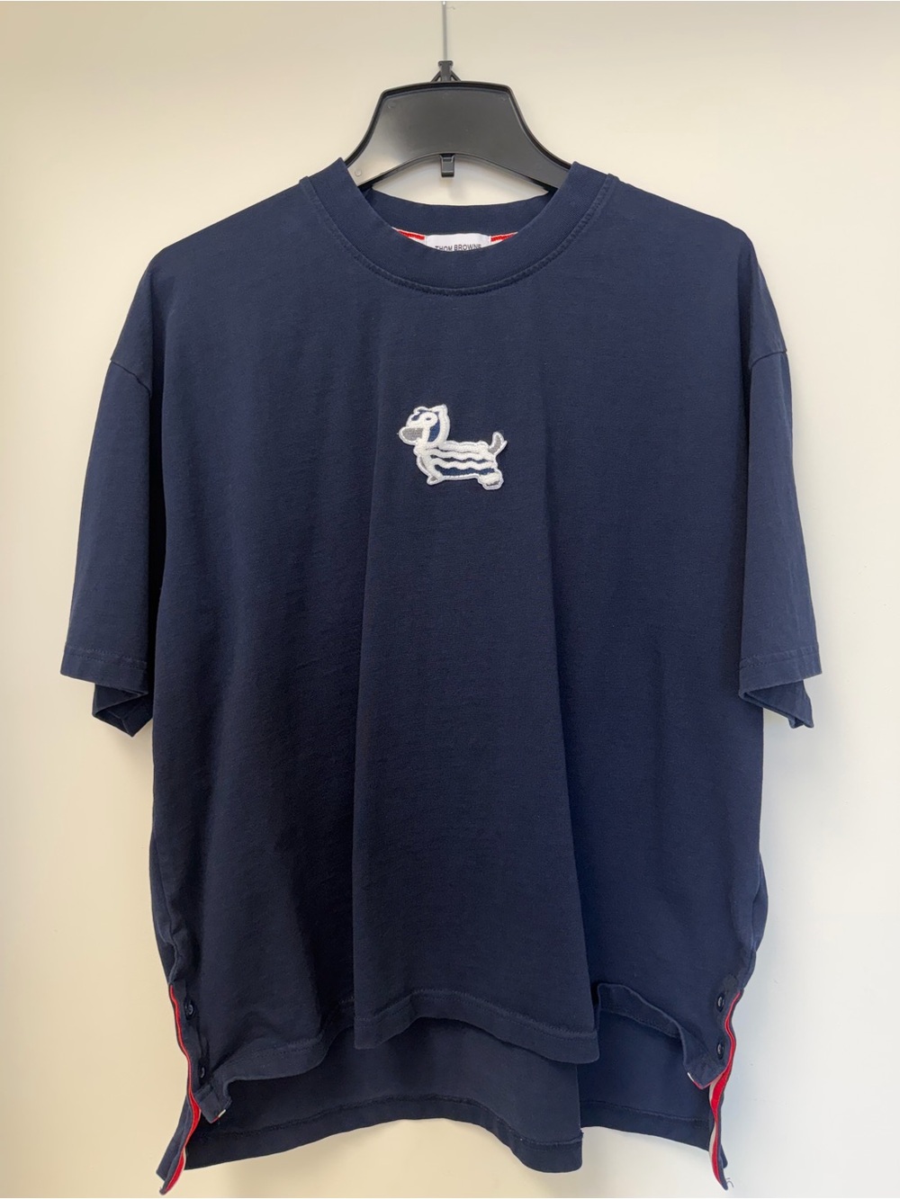 Navy Blue Tee with Small Embroidered Dog